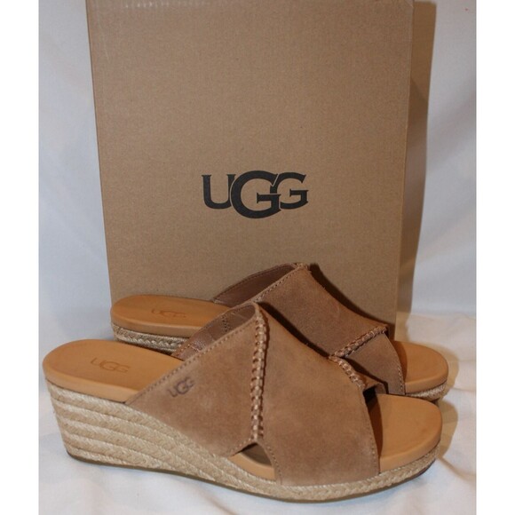 UGG Shoes - NIB UGG WOMEN'S TAIA WEDGE CRISS CROSS SUEDE SANDALS CHESTNUT‎